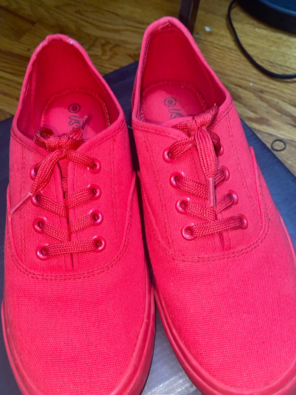 Women's Red Canvas Sneakers - Classic Low-Top Casual Shoe